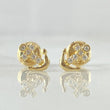 Topos Cruz Anclada 0.75gr / 7.3mm Circones Blancos Oro Amarillo 18K