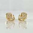 Topos Cruz Anclada 0.7gr / 6.5mm Circones Blancos Oro Amarillo 18K