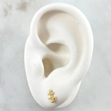 Topos Cruz Anclada 0.7gr / 6.5mm Circones Blancos Oro Amarillo 18K