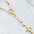 Rosario Virgen Milagrosa Cruz Bordeada 11.95gr / 55cm / 4mm-5mm Bola Diamantada Oro Amarillo 18K