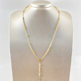 Rosario Virgen Milagrosa Cruz Bordeada 8.2gr / 50cm / 3mm-4mm Bola Diamantada Oro Amarillo 18K