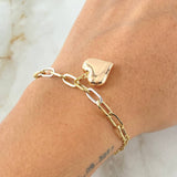Classic Link Bracelet Box Clasp 4.8gr / 7.5in / Dangling Heart Three Golds 18K +4$