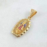 Pendant Virgin Guadalupe 3gr / 1.3in / White, Blue, Fuchsia Zirconia 18K Gold