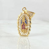 Pendant Virgin Guadalupe 3gr / 1.3in / White, Blue, Fuchsia Zirconia 18K Gold