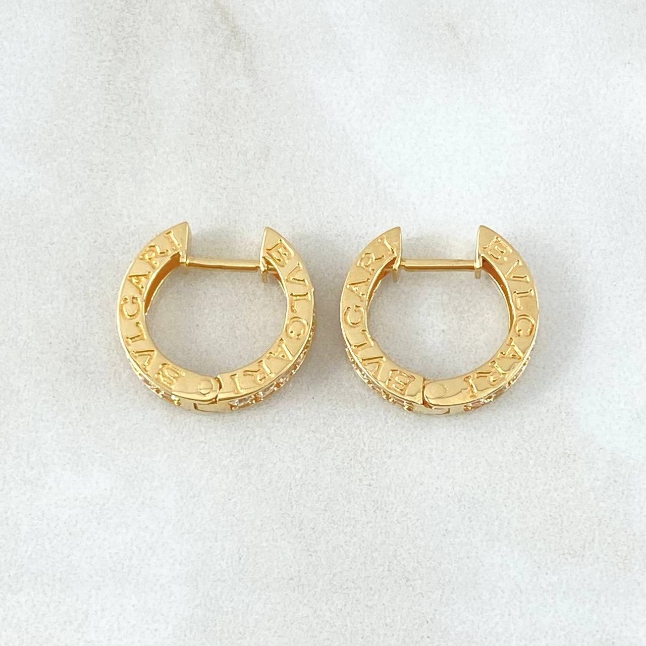Hoop Earrings 4.85gr / 0.7in / White Zirconia 18K Gold ©