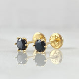 Stud Earrings Bezel 0.7gr / 4.5mm Black Zircon 18K Yellow Gold ©