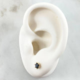 Stud Earrings Bezel 0.7gr / 4.5mm Black Zircon 18K Yellow Gold ©