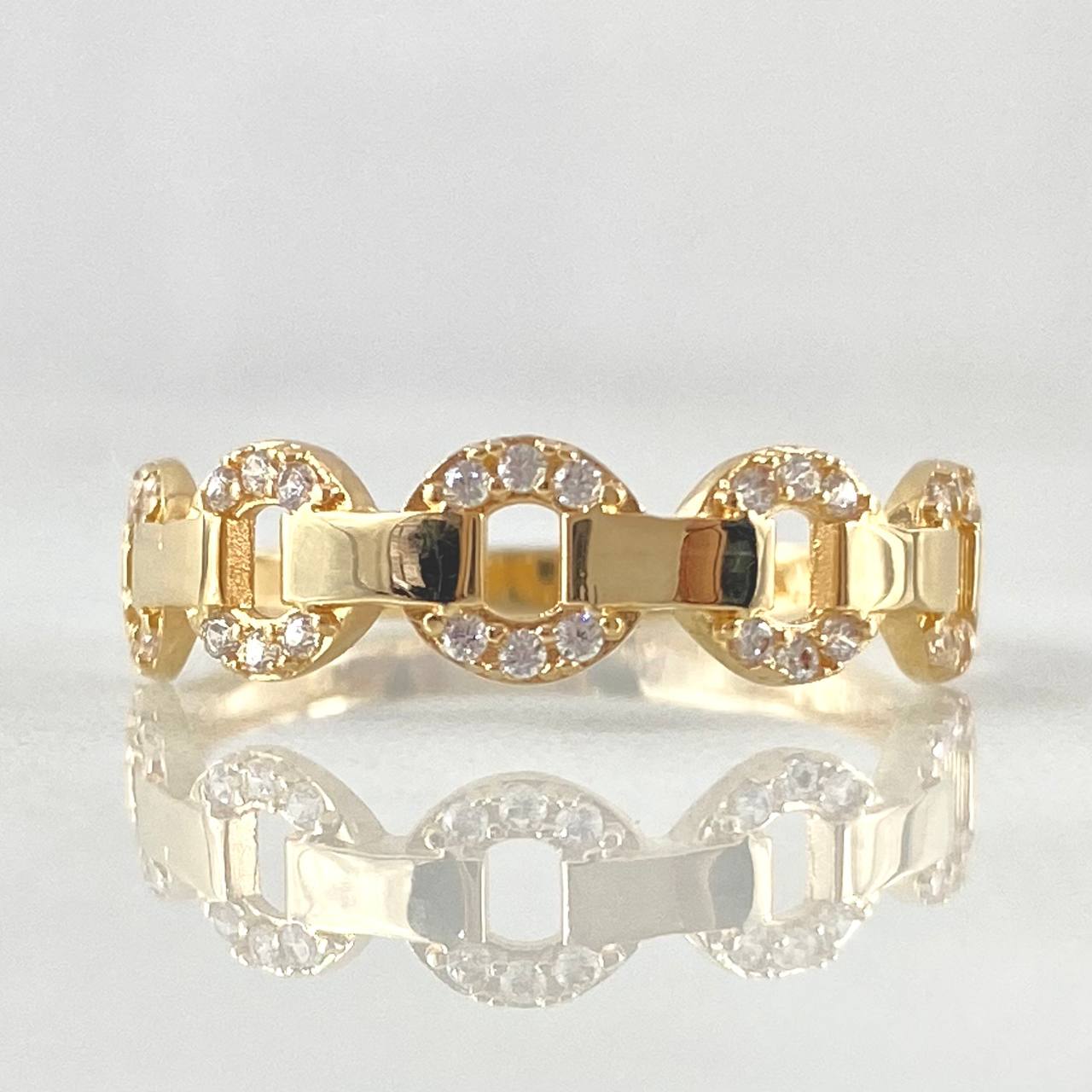 Anillo Cubano Parcial 1.75gr / T6 3/4 / Circones Blancos Oro Amarillo 18K ©