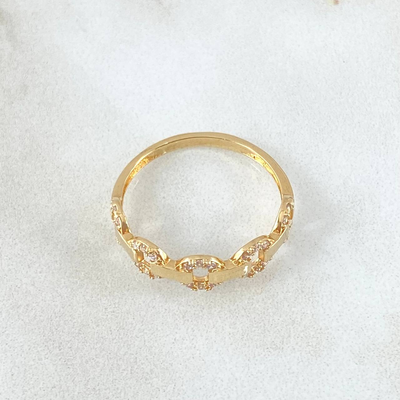 Anillo Cubano Parcial 1.75gr / T6 3/4 / Circones Blancos Oro Amarillo 18K ©