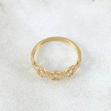 Anillo Cubano Parcial 1.75gr / T6 3/4 / Circones Blancos Oro Amarillo 18K ©