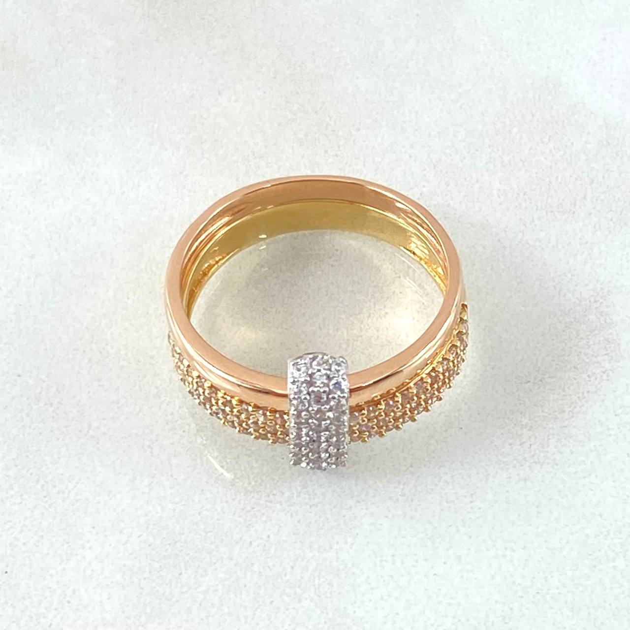 Double Tupido Ring 4.6gr / T7 1/2 / White Zircons 18K Gold ©