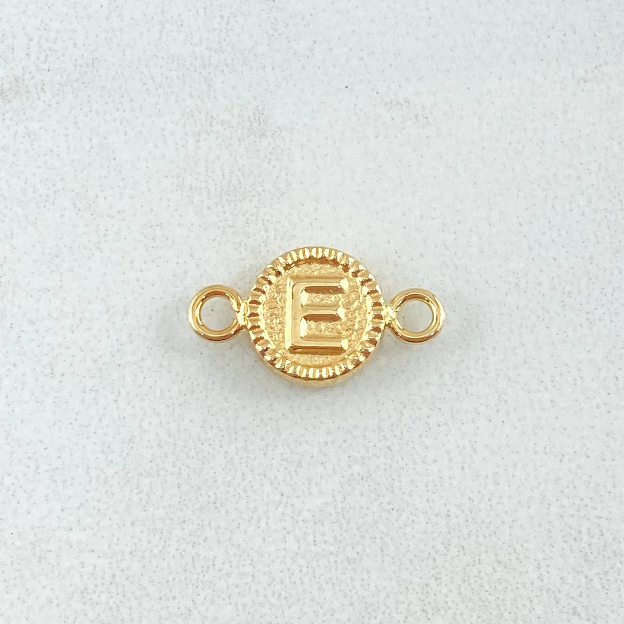 Charm Letter E 0.45gr / 0.6in / Bordered Charger Circle 18K Gold