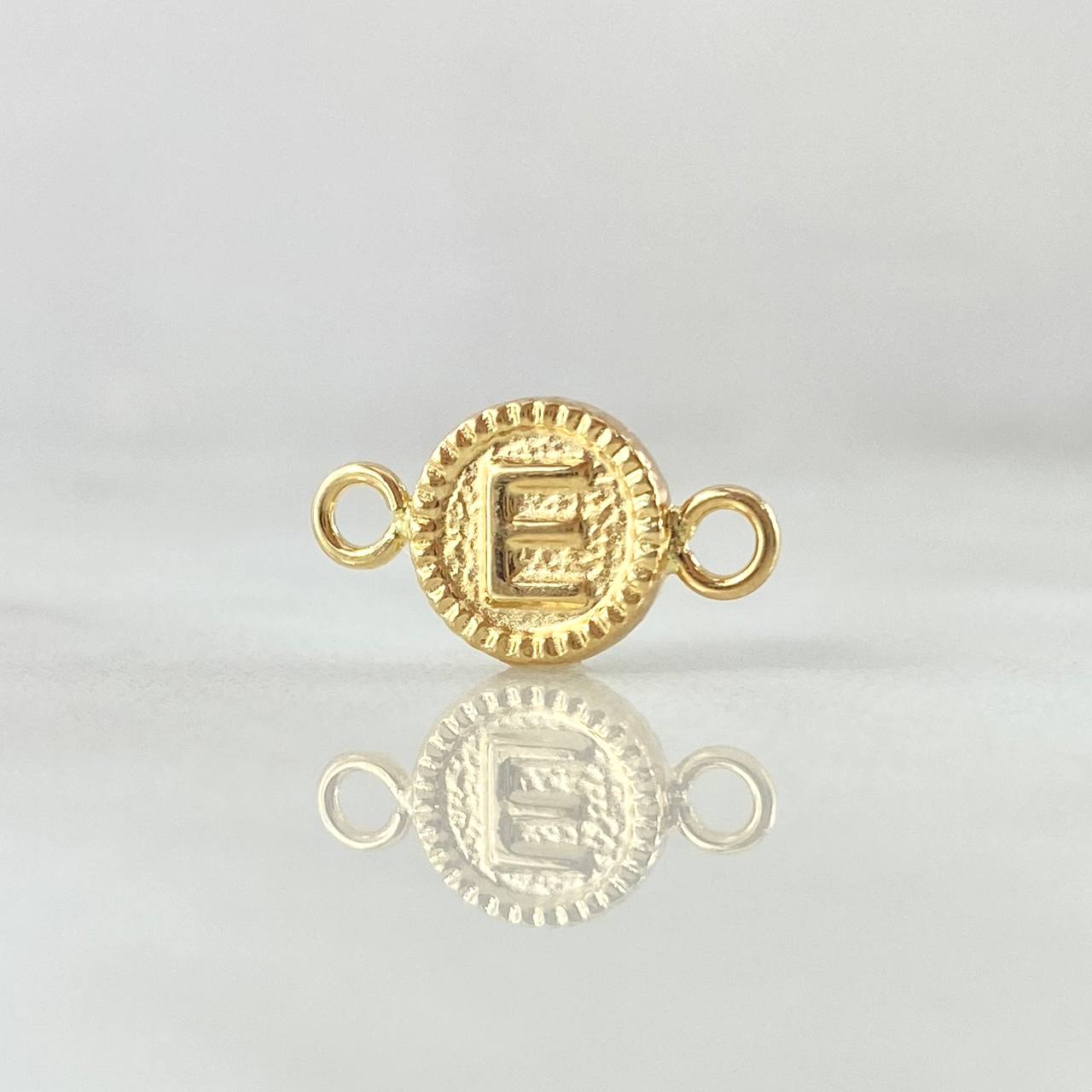 Charm Letter E 0.45gr / 0.6in / Bordered Charger Circle 18K Gold