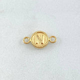 Herraje Letra N 0.45gr / 1.5cm / Circulo Cargador Bordeado Oro Amarillo 18K