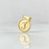 Dije Letra J 0.4gr / 1.5cm / Circulo Cargador Bordeado Oro Amarillo 18K *