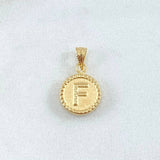 Dije Letra F 0.35gr / 1.5cm / Circulo Texturizado Oro Amarillo 18K