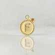 Dije Letra F 0.4gr / 1.4cm / Circulo Cargador Bordeado Oro Amarillo 18K