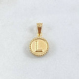 Dije Letra L 0.6gr / 1.7cm / Circulo Cargador Bordeado Oro Amarillo 18K