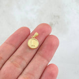 Dije Letra L 0.6gr / 1.7cm / Circulo Cargador Bordeado Oro Amarillo 18K