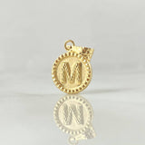 Dije Letra M 0.55gr / 1.7cm / Circulo Cargador Bordeado Oro Amarillo 18K