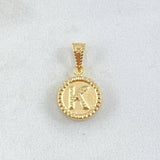Dije Letra K 0.6gr / 1.7cm / Circulo Cargador Bordeado Oro Amarillo 18K