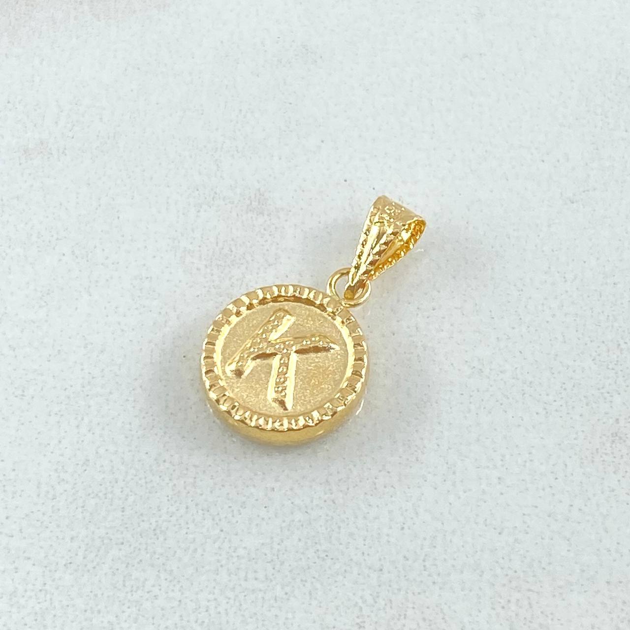 Dije Letra K 0.6gr / 1.7cm / Circulo Cargador Bordeado Oro Amarillo 18K