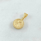 Dije Letra K 0.6gr / 1.7cm / Circulo Cargador Bordeado Oro Amarillo 18K