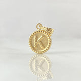 Dije Letra K 0.6gr / 1.7cm / Circulo Cargador Bordeado Oro Amarillo 18K