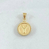 Dije Letra Y 0.55gr / 1.7cm / Circulo Cargador Bordeado Oro Amarillo 18K