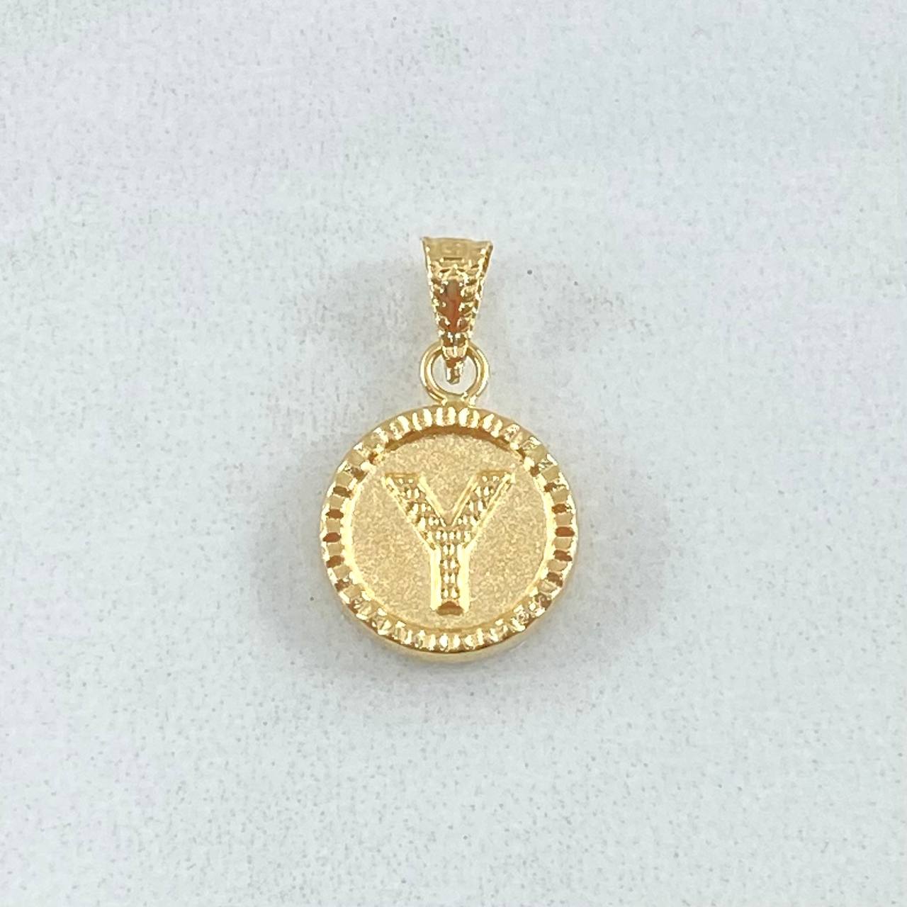 Dije Letra Y 0.6gr / 2cm / Circulo Cargador Bordeado Oro Amarillo 18K