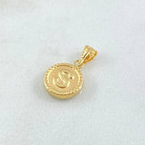 Pendant Letter S 0.6gr / 0.7in / Bordered Charger Circle 18K Gold *