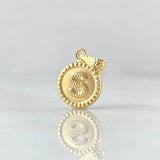 Pendant Letter S 0.6gr / 0.7in / Bordered Charger Circle 18K Gold *