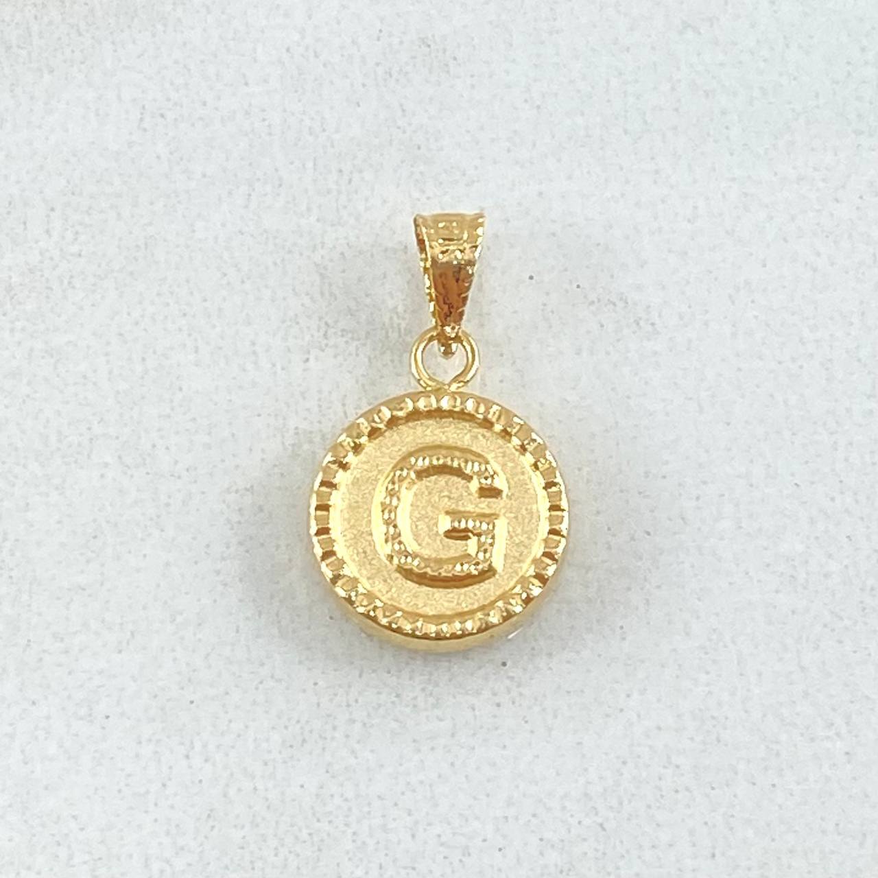 Pendant Letter G 0.55gr / 0.7in / Bordered Circle Charger 18K Gold