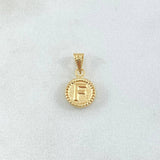 Dije Letra F 0.4gr / 1.4cm / Circulo Cargador Bordeado Oro Amarillo 18K *
