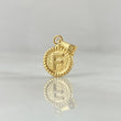 Dije Letra F 0.4gr / 1.5cm-Mate-Bordeado Oro Amarillo 18K ©