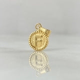 Dije Letra F 0.4gr / 1.4cm / Circulo Cargador Bordeado Oro Amarillo 18K *