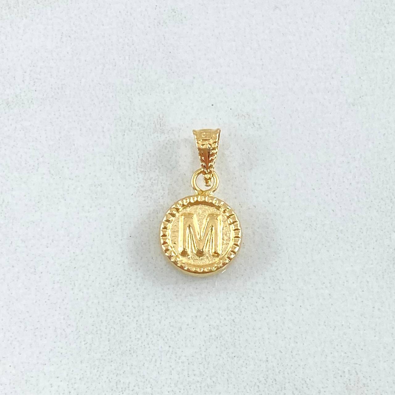 Pendant Letter M 0.45gr / 0.6in / Bordered Circle Charger 18K Gold
