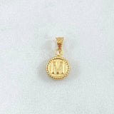 Dije Letra M 0.44gr / 1.4cm / Circulo Cargador Bordeado Oro Amarillo 18K *