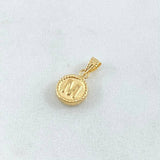 Dije Letra M 0.44gr / 1.4cm / Circulo Cargador Bordeado Oro Amarillo 18K *
