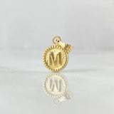 Dije Letra M 0.44gr / 1.4cm / Circulo Cargador Bordeado Oro Amarillo 18K *