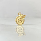 Dije Letra S 0.4gr / 1.5cm-Mate-Bordeado Oro Amarillo 18K ©