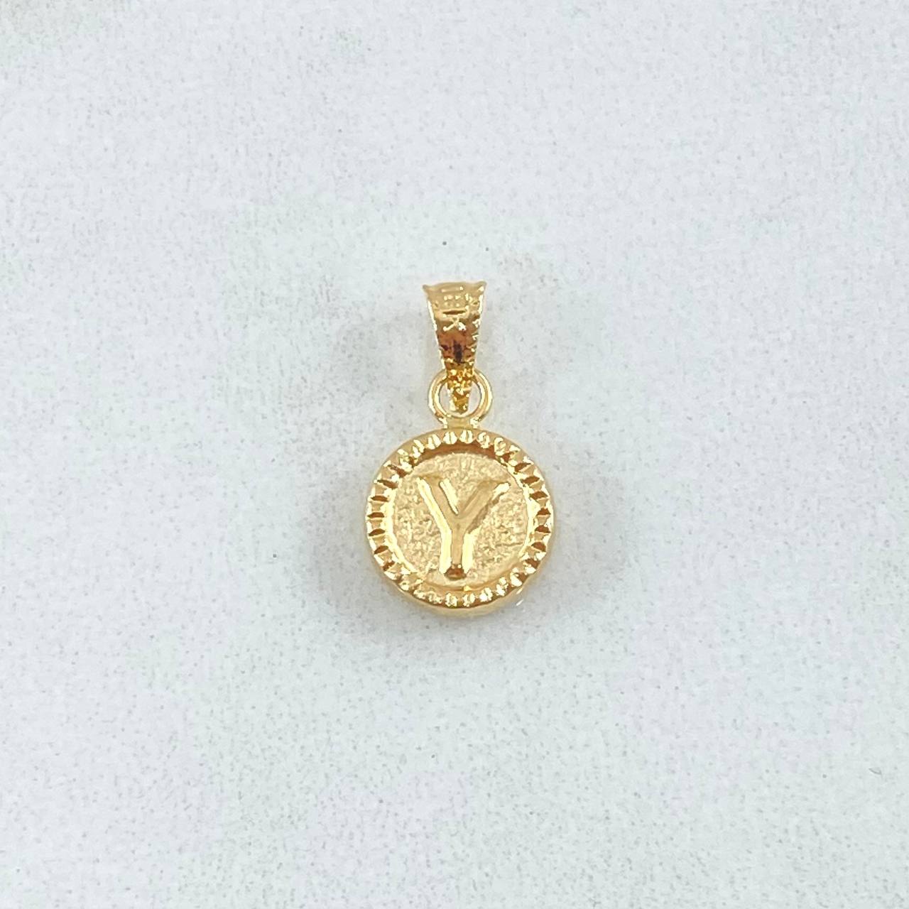 Dije Letra Y 0.45gr / 1.4cm / Circulo Cargador Bordeado Oro Amarillo 18K *