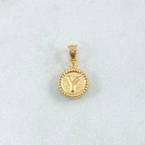 Dije Letra Y 0.45gr / 1.4cm / Circulo Cargador Bordeado Oro Amarillo 18K *