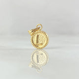 Dije Letra L 0.45gr / 1.4cm / Circulo Cargador Bordeado Oro Amarillo 18K