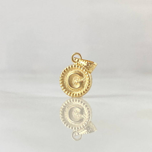 Dije Letra G 0.4gr / 1.5cm-Mate-Bordeado Oro Amarillo 18K ©