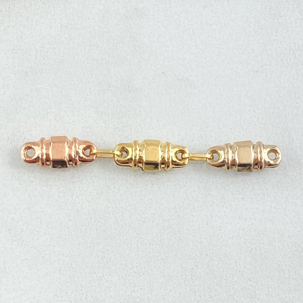 Charm Rustic Barrel Textured 0.7gr / 1.5in / Three Links 18K Gold