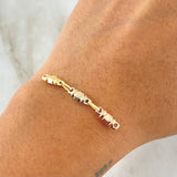 Charm Rustic Barrel Textured 0.7gr / 1.5in / Three Links 18K Gold