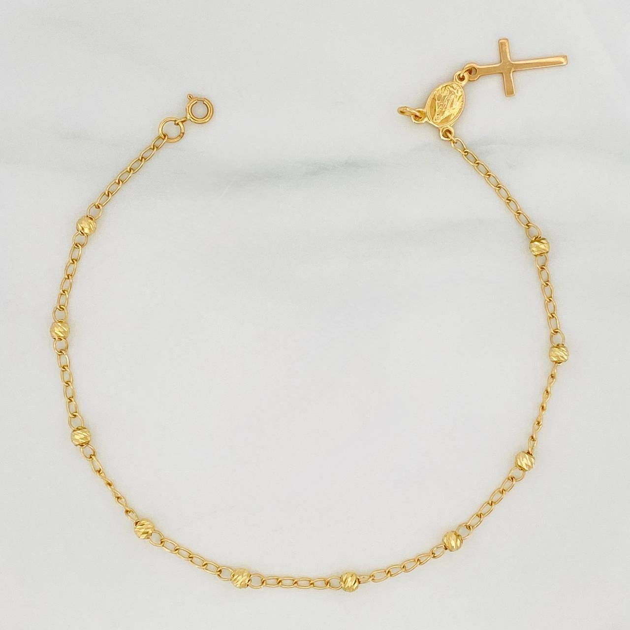 Tobillera Denario Virgen Milagrosa 2.3 g / 7 3/4 in / 3 mm Oro Amarillo 18K