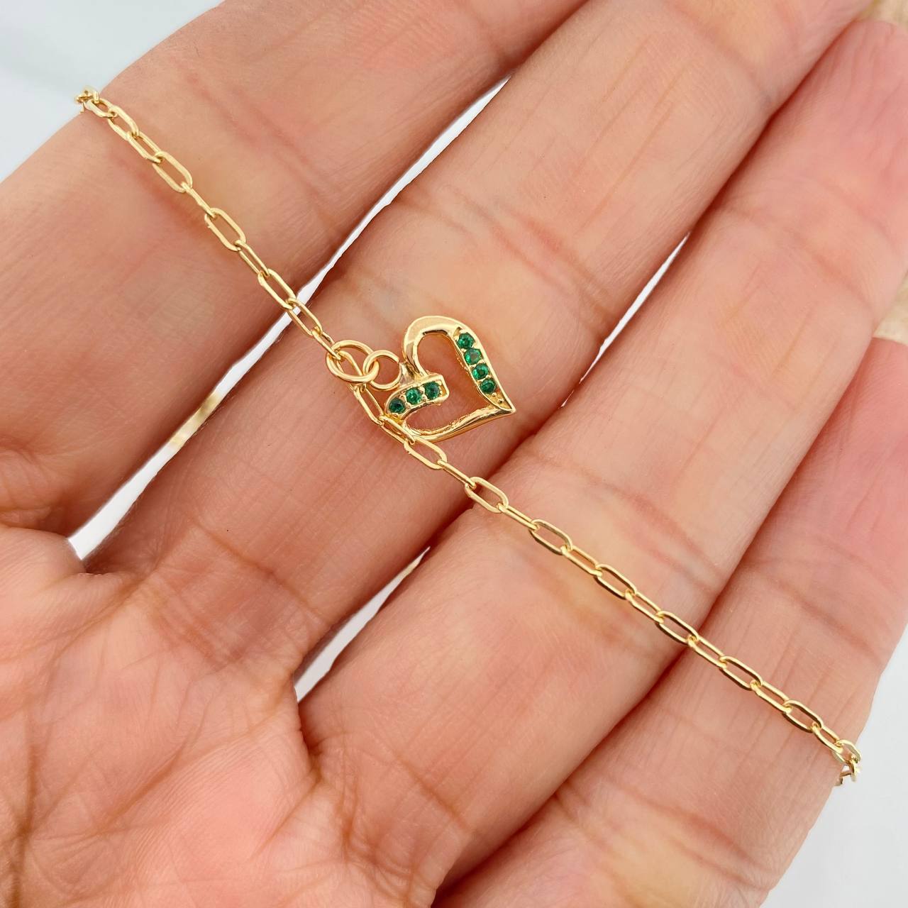 Tobillera Cajón Corazón 1.85 g / 9 3/4 in / 4 mm Oro Amarillo 18K