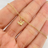 Tobillera Aro Seguido Mariposa 1.75 g / 9 3/4 in / 4 mm Oro Amarillo 18K